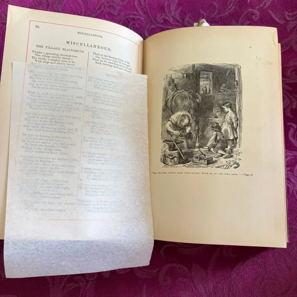 1882 Poems of Henry Wadsworth Longfellow, Illustrated Antique Poetry Book